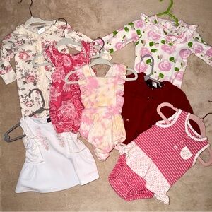 Bundle Lot Baby Girl Clothes 3-6 Month Outfit Sleeper Bubble Romper 7 Pc Spring